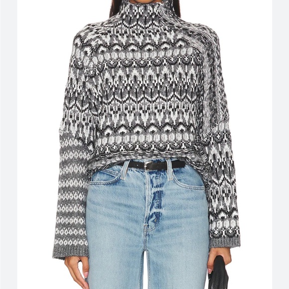 Steve Madden women's S Indie fair isle boxy sweater western boho academia - Picture 2 of 8